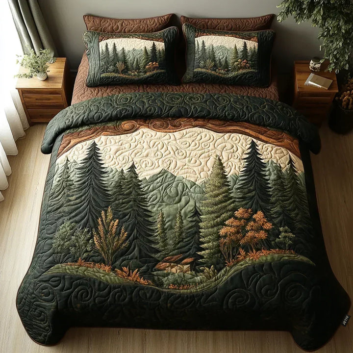 Ensemble de literie matelassé 3 pièces – Promenade en forêt