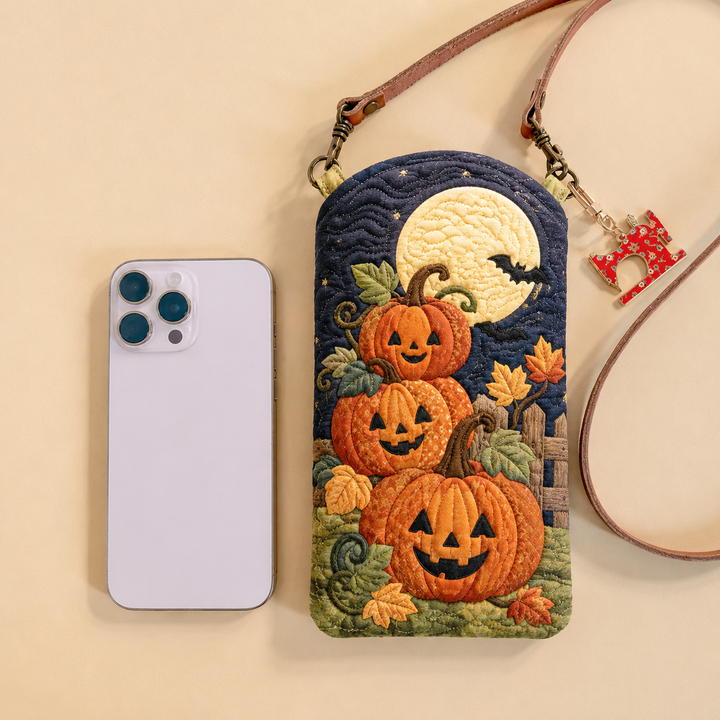 Sacoche de téléphone mobile rembourrée et étroite – Lanternes en citrouille au clair de lune