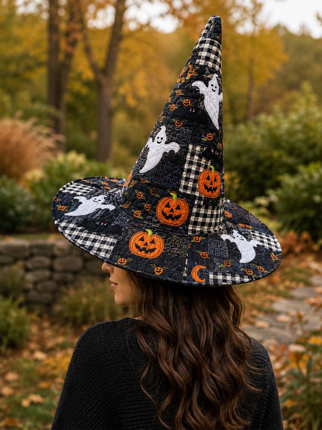 Chapeau de sorcière matelassé fait main – Fantômes d'Halloween