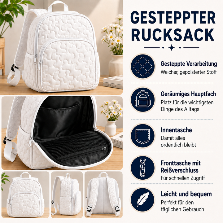 Sac à dos matelassé avec fleurs et montagnes