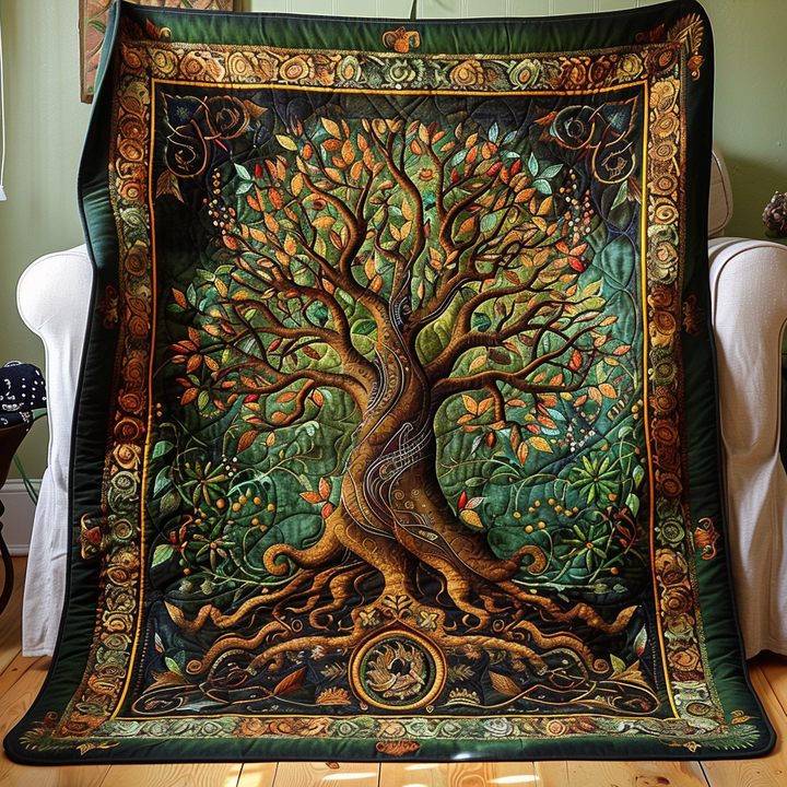 Couverture matelassée – Fabrication artisanale avec nœud celtique Arbre de Vie NCU0PD038