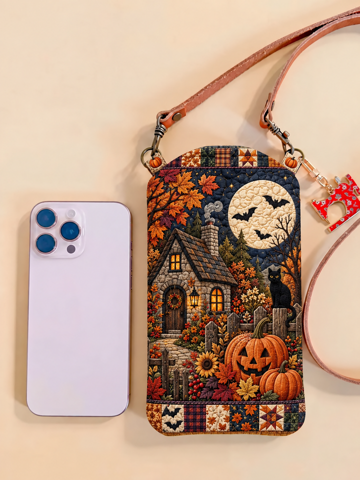 Sacoche pour téléphone portable matelassée étroite – Maison hantée au clair de lune