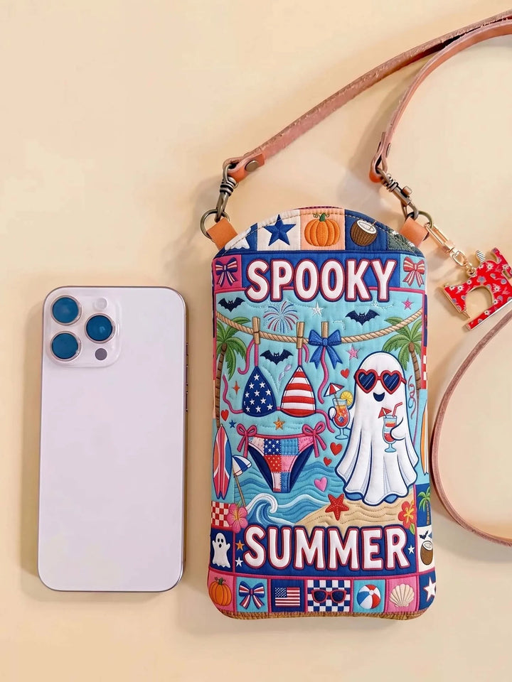 Sacoche de téléphone portable fine et matelassée – Été effrayant pour Halloween