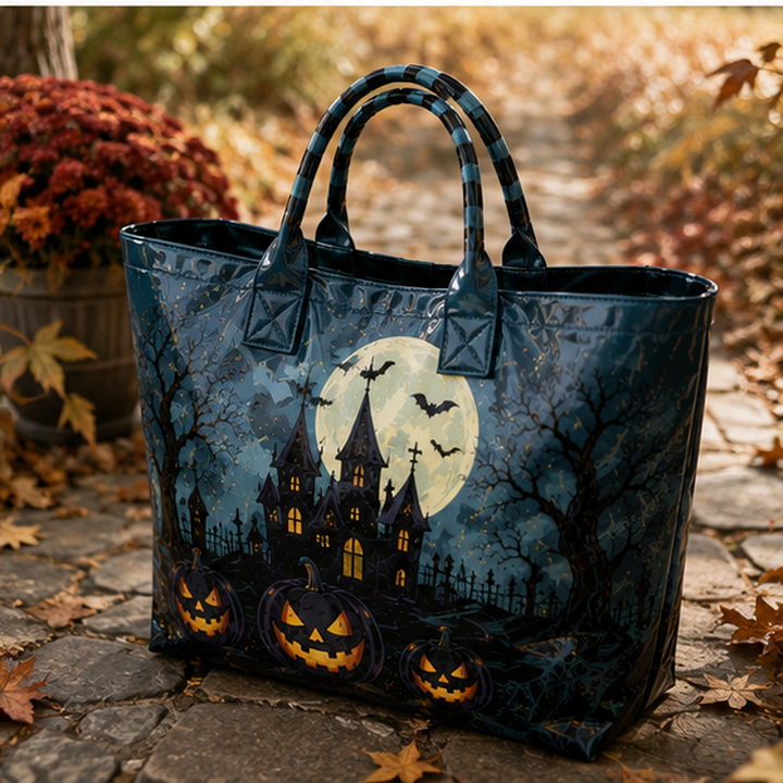 Sac en PVC – Château hanté en bleu nuit