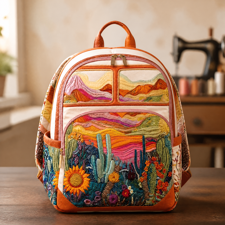 Sac à dos matelassé avec cactus des déserts