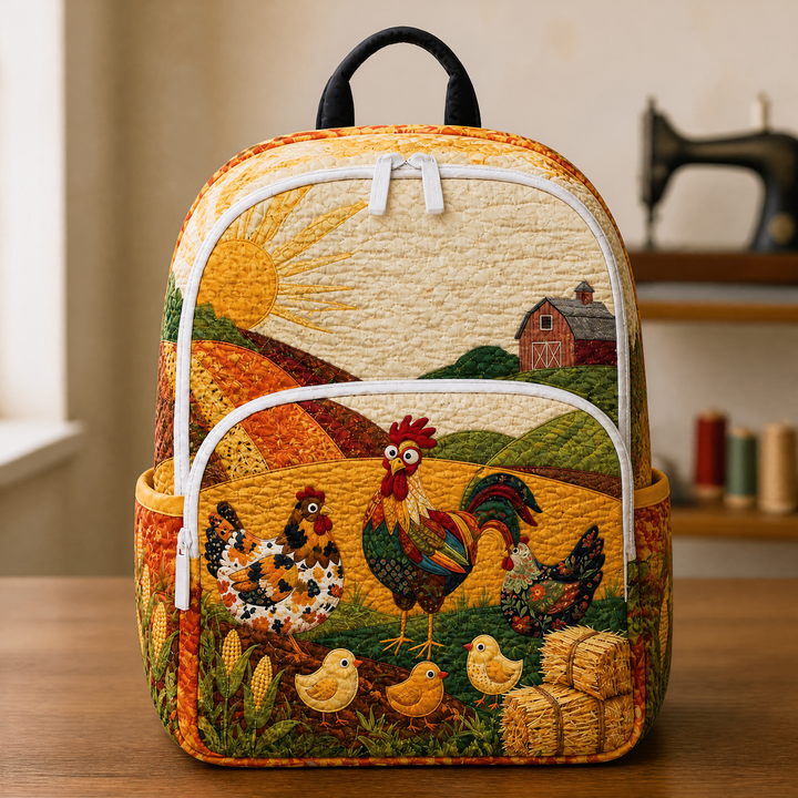 Sac à dos Country-Stepprucksack avec des poules et une grange