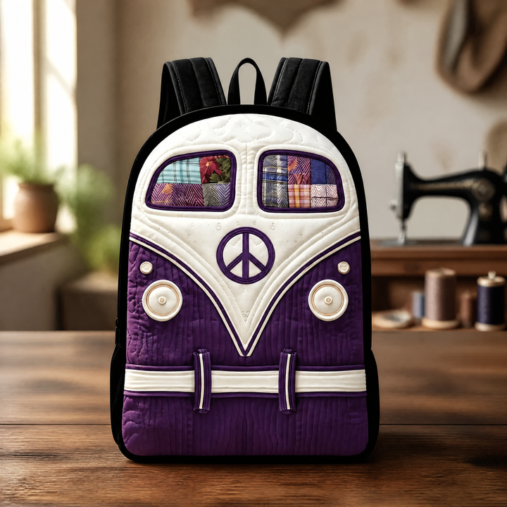 Sac à dos matelassé Hippie Lila avec bretelles noires